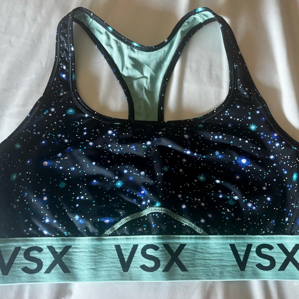 Victoria's Secret VSX Starry Sports Bra - Black and Green